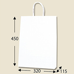 手提げ紙袋（白・口折丸紐・幅320×マチ115×高さ450mm）