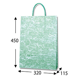 手提げ紙袋（雲竜　緑・口折丸紐・幅320×マチ115×高さ450mm）