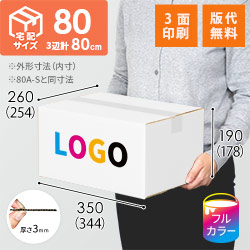 【印刷サンプル】【ロゴ印刷・フルカラー・3面】宅配80サイズ 佐川エクスプレスBOX（白・Mサイズ）
