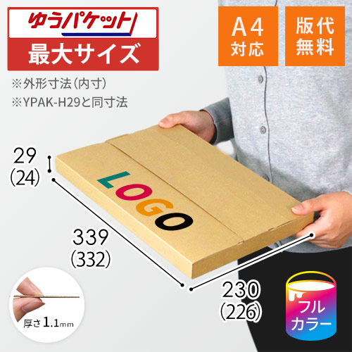 【印刷サンプル】【ロゴ印刷・フルカラー】厚さ3cm・テープレスケース（クリックポスト最大・A4サイズ）