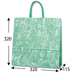 手提げ紙袋（雲竜　緑・口折丸紐・幅320×マチ115×高さ320mm）