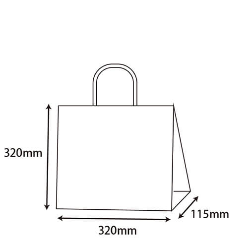 手提げ紙袋（茶・口折丸紐・幅320×マチ115×高さ320mm）