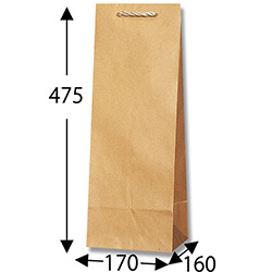 手提げ紙袋（茶・口折PP紐・幅170×マチ160×高さ475mm）