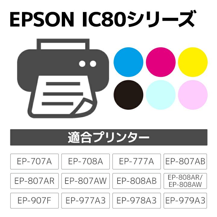 エプソン EPSON IC6CL80L 6色セット 互換 リサイクルインクカートリッジ