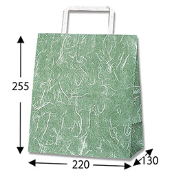 手提げ紙袋（雲竜緑・平紐・幅220×マチ130×高さ255mm）