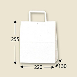 手提げ紙袋（白（片艶）・平紐・幅220×マチ130×高さ255mm）