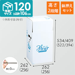 フラワー発送 BOX（鉢押えセット・高さ変更可能・256×256×522mm）【宅配120サイズ】
