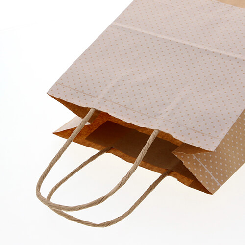 手提げ紙袋（ピンドット　白・丸紐・幅210×マチ120×高さ250mm）