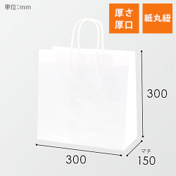 手提げ紙袋（白・丸紐・幅300×マチ150×高さ300mm）