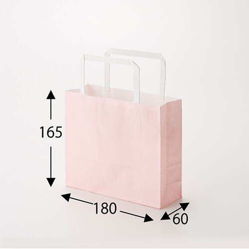 手提げ紙袋（ピンク・平紐・幅180×マチ60×高さ165mm）