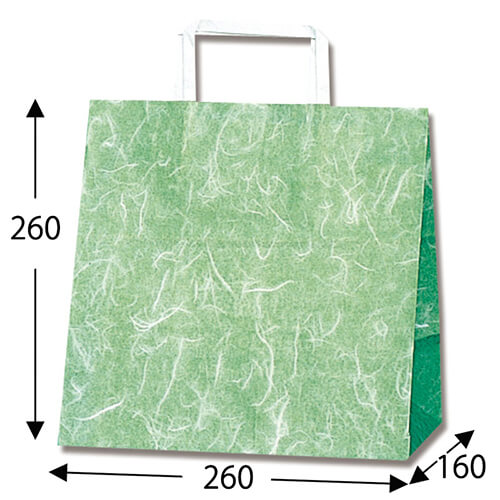 手提げ紙袋（雲竜　緑・平紐・幅260×マチ160×高さ260mm）