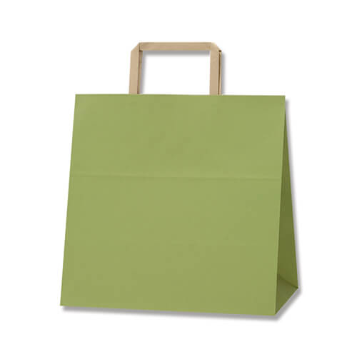 手提げ紙袋（緑・平紐・幅260×マチ160×高さ260mm）