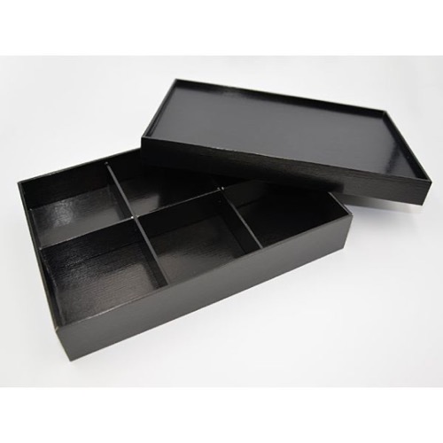 パックスタイル 重箱 黒漆 貼箱 260-180 六ツ仕切