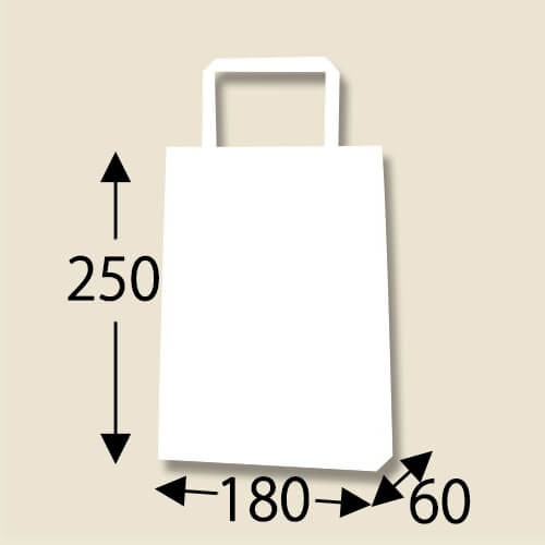 手提げ紙袋（白（片艶）・平紐・幅180×マチ60×高さ250mm）