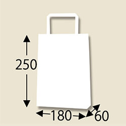 手提げ紙袋（白（片艶）・平紐・幅180×マチ60×高さ250mm）