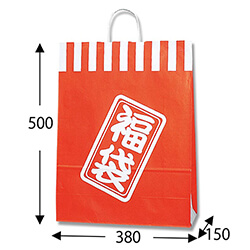 手提げ紙袋（福袋 紅白・丸紐・幅380×マチ150×高さ500mm）