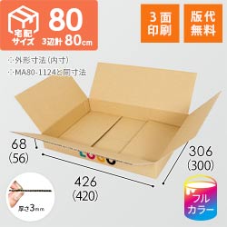 【ロゴ印刷・フルカラー・3面】薄型 宅配80サイズ・ダンボール箱（420×300×56mm）洋服用