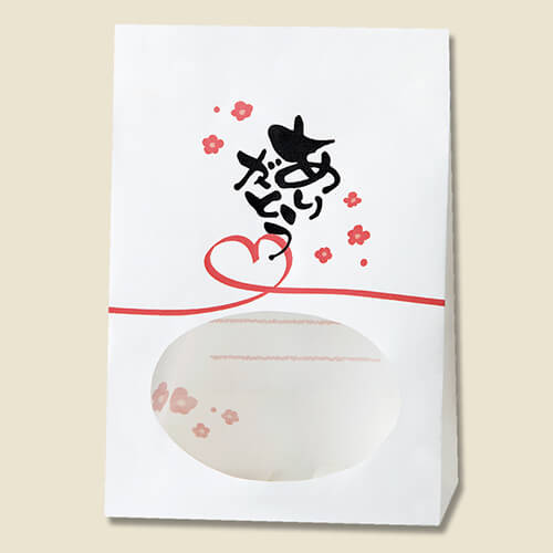 角底袋（窓付き・ありがとう・幅120×マチ65×高175mm)