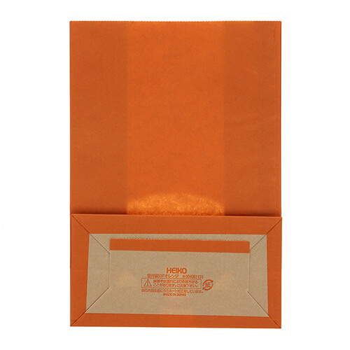 角底袋（窓付き・オレンジ・幅120×マチ65×高175mm)