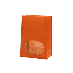 角底袋（窓付き・オレンジ・幅120×マチ65×高175mm)