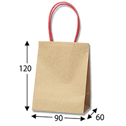 手提げ紙袋（茶・口折丸紐・幅90×マチ60×高さ120mm）