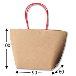 手提げ紙袋（茶　亀甲袋・口折丸紐・幅90×マチ60×高さ100mm）