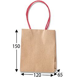 手提げ紙袋（茶・口折丸紐・幅120×マチ65×高さ150mm）