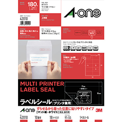 3M エーワン ラベルシール［プリンター兼用］ ずらせるタイプ A4 10面 91×55mm （18枚入） 42010