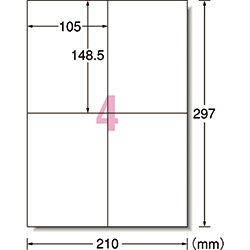 3M エーワン ラベルシール［プリンター兼用］ 強粘着タイプ A4 4面 148.5×105mm （18枚入） 78204
