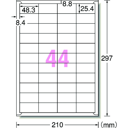 3M エーワン ラベルシール［プリンター兼用］ 強粘着タイプ A4 44面 25.4×48.3mm （18枚入） 78244