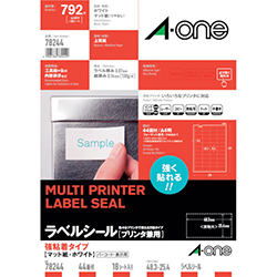 3M エーワン ラベルシール［プリンター兼用］ 強粘着タイプ A4 44面 25.4×48.3mm （18枚入） 78244