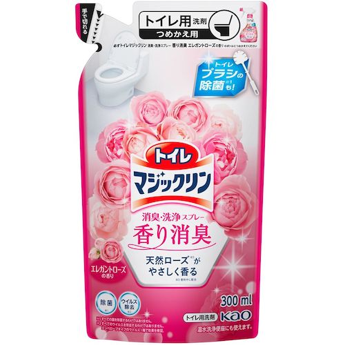 Kao トイレマジックリン消臭・洗浄スプレー 香り消臭 エレガントローズの香り つめかえ用 300ml