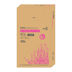 箱入再生原料ＬＤゴミ袋　９０Ｌ　半透明