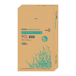 箱入再生原料ＬＤゴミ袋　９０Ｌ　透明
