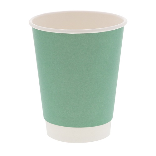 紙コップ エレガントグリーン 無地二重カップ 12オンス 25個/袋