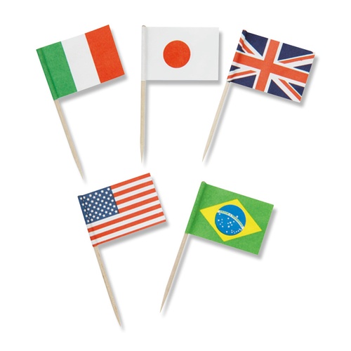 まるき ランチ旗 万国旗 5カ国 箱入 200本/個