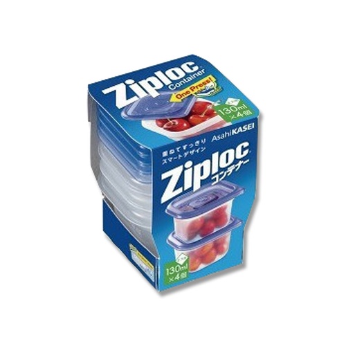 旭化成ホームプロダクツ ジップロックコンテナー 正方形 130ml 4個セット