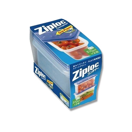 旭化成ホームプロダクツ ジップロックコンテナー 長方形 510ml 2個セット