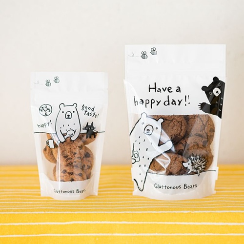 チャック付き袋 グラットンベアジップスタンドバッグ-4(100枚) ヘッズ