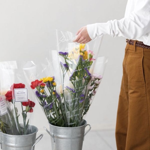 ポリ手提げ NEWフレンチブーケスリーブOPPバッグ-1(100枚) ヘッズ