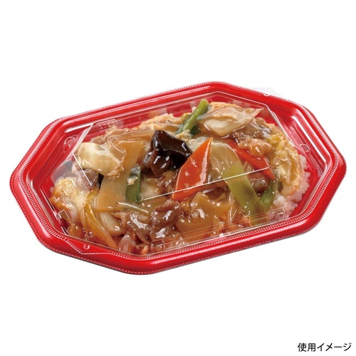 惣菜容器 MFPグラブ八角 20-15 本体 M赤黒 エフピコ