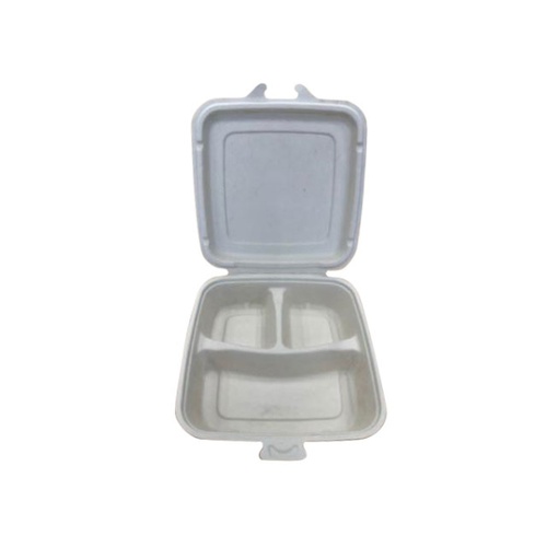 弁当容器 SBT パルプヒンジコンテナSQ三区切り 750mL シンギ