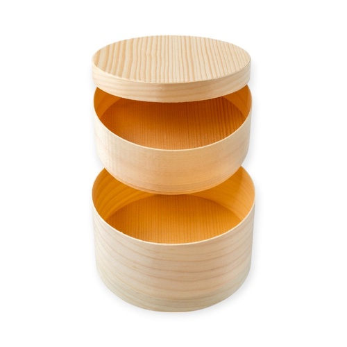 木製容器 経木ワッパ 2段丸12 アサヒグリーン