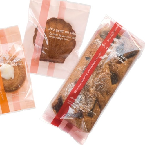 テープ無 OPP袋 ラインスイーツパック(レッド) クリア-6(50枚) ヘッズ