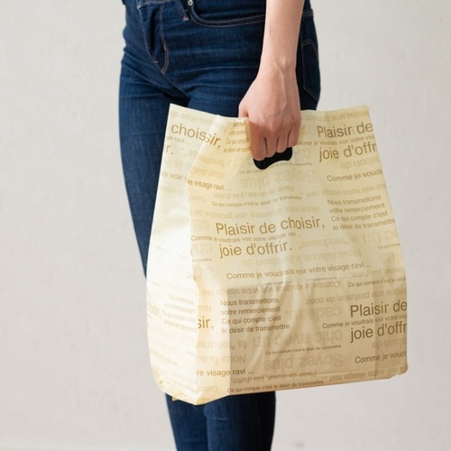 ポリ手提げ カフェオレガゼットバッグ-M(100枚) ヘッズ