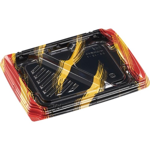 弁当容器 MSD竹皿膳24-18-1 はけ嵐赤 エフピコ