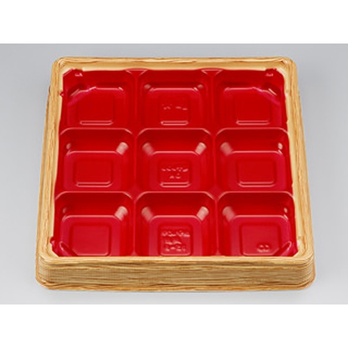 シーピー化成 弁当容器 BFハカマ集膳15-9 杉板赤 本体(N) 発泡