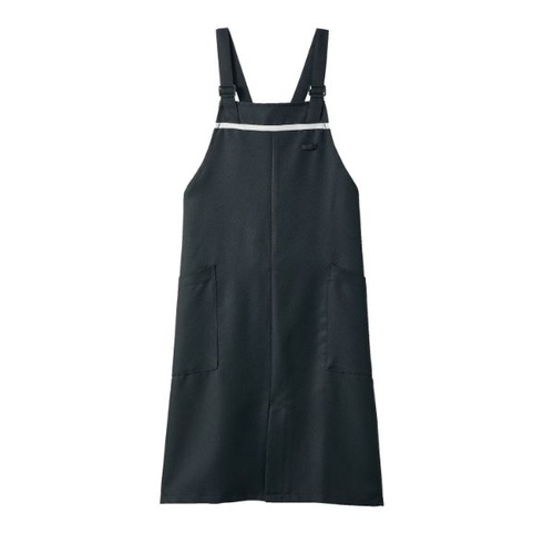 胸当てエプロン エプロン 兼用 黒/グレー ヒモ収納仕様 フリーサイズ 住商モンブラン