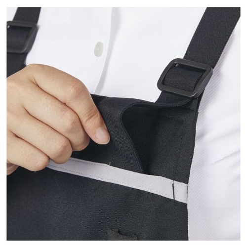 胸当てエプロン エプロン 兼用 黒/グレー ヒモ収納仕様 フリーサイズ 住商モンブラン