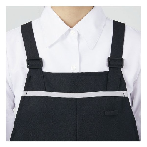 胸当てエプロン エプロン 兼用 黒/グレー ヒモ収納仕様 フリーサイズ 住商モンブラン